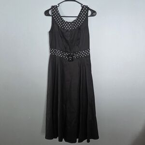 Fun Black Polka Dot Midi Dress